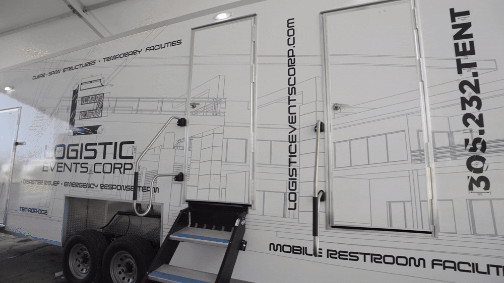 Mobile restroom trailer available for Diamonette event rentals